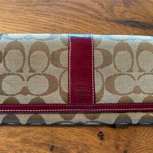 RARE Coach Signature Burgundy Patent Leather Wallet